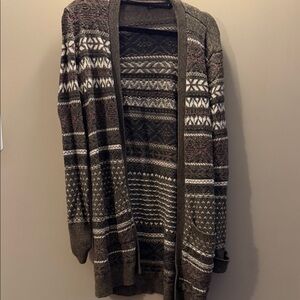 Abercrombie & Fitch Women's Patterned Cardigan - Brown and Cream